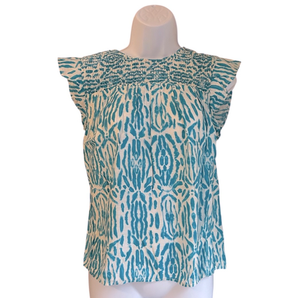 Casa Cabana Blue Wave Smocked Top